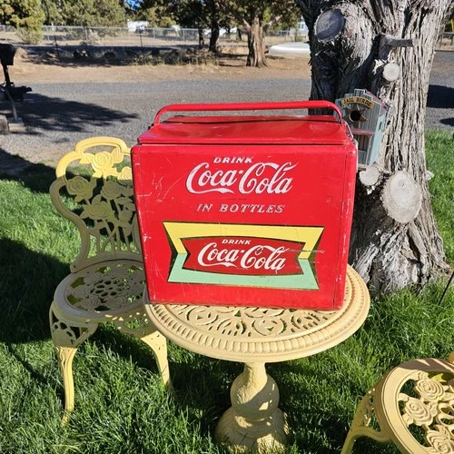 Vintage Coca Cola Metal Cavalier Cooler No Bottle Opener 1950s Antique Red RARE