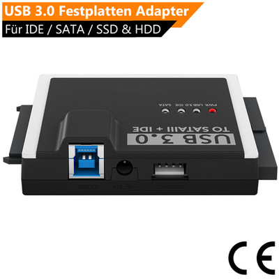 USB-3.0 Festplatten Adapter mit Klon-Funktion für IDE SATA HDD & SSD Plug & Play