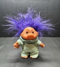 Vintage DAM 1986 Doctor Purple Hair Troll Doll with Original Clothing Scrubs