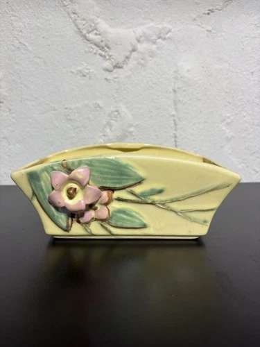 Vintage McCoy Pottery Blossom Dogwood Floral Yellow Planter Vase (2Q)