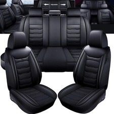 For Ford Mustang Leather 5 Seat Cover Front Rear Full Set Protector Cushion Blak