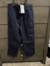 H M Boys Pants Navy Size 6x 6-7 Drawstring Cargo NWT Elastic Waist Pockets Blue