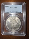 1884-O Morgan Silver Dollar $1 PCGS MS64, New Orleans Mint, High Grade