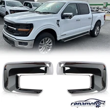 Chrome Top Mirror Covers Overlays W/Turn Signal Light For 2021-2025 Ford F150