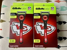 Set of 2 NIB Gillette Labs NFL Kansas City Chiefs Razor + 1 Cartridge - 21310734