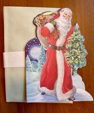 4 Vintage Ambassador/Hallmark Diecut Santa Christmas Cards Envelopes, New