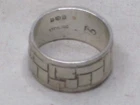 vintage sterling silver ring 925 wide band unique modernist marked logo size 8