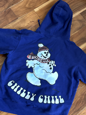 Supreme Hoodie Snowman Chilly Chill in Purple (Dark Royal) Size