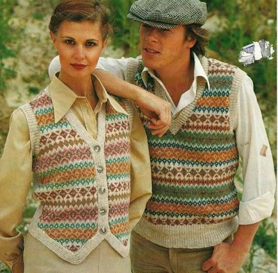 1754 Ladies Mens DK Argyle Slipover & Waistcoat 32-42" Vintage Knitting Pattern