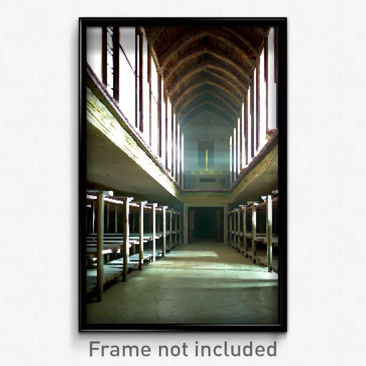 8 Bit Pixel Art Poster - Empty Nunnery Psychedelic Trippy Video Game Print