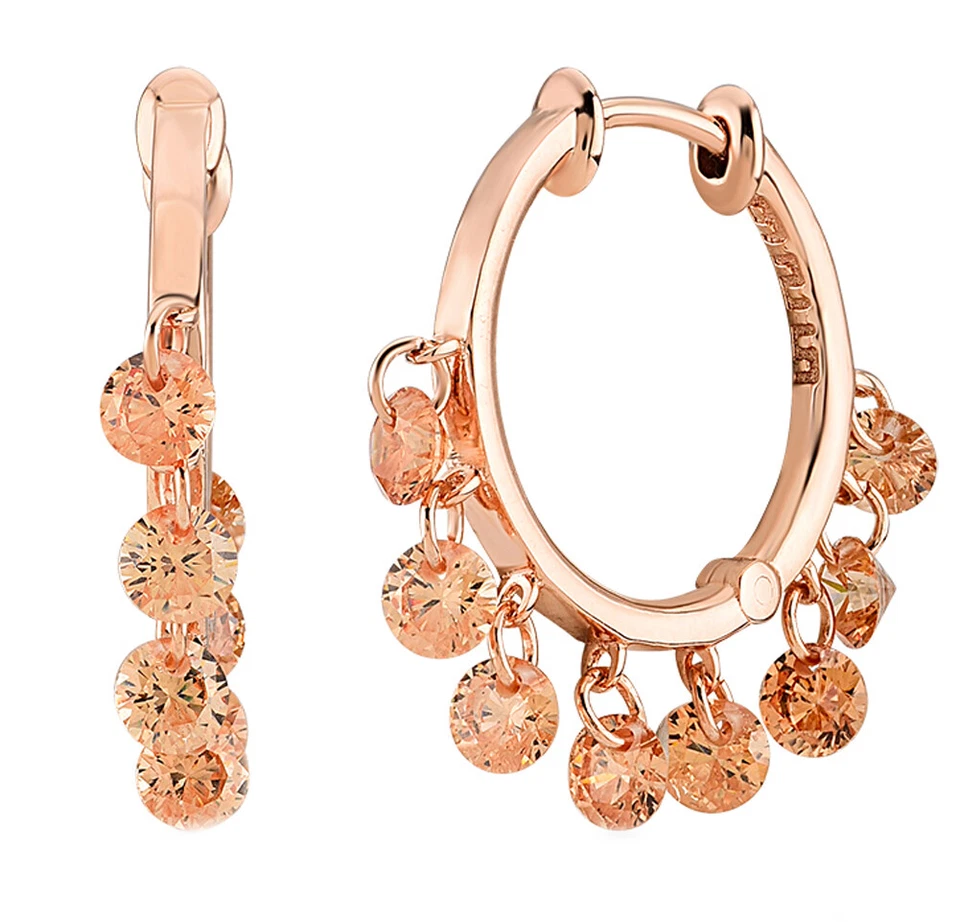 Creolen 925er Silber rosévergoldet + Zirkonia champagne Kurshuni Kur98o