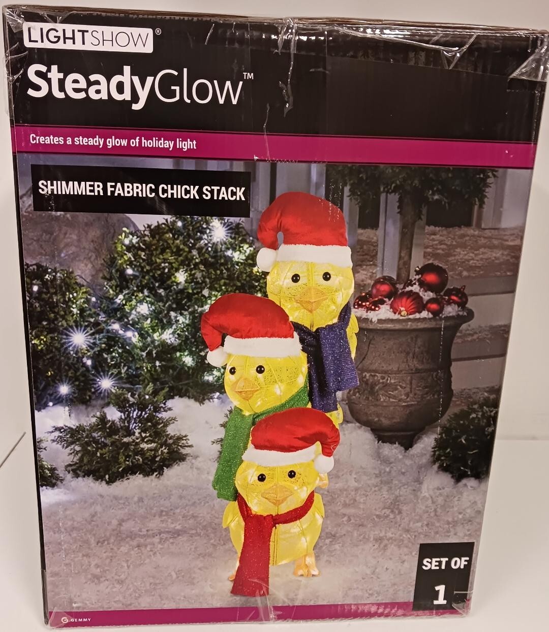 Shimmer Fabric Chick Stack Christmas Gemmy Light show Steady Glow