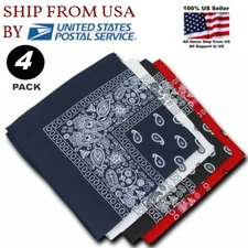 Lot 4 Wholesale Paisley Print Bandana 100% cotton Head Warp Scarf Face Mask US