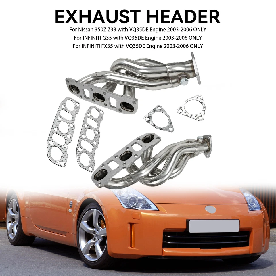Shorty Headers For Nissan 350Z Z33 03-06 & INFINITI G35 FX35 VQ35DE V6 3.5L Foto 3 de 4
