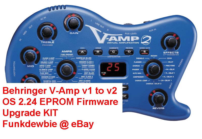 Behringer V-Amp v1 to v2 OS 2.24 EPROM Firmware Upgrade / New ROM Update Chip - Image 2 of 3