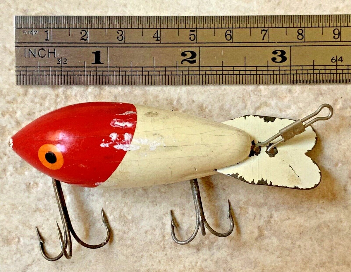 Vintage Bomber Fishing Lure Red & White with 2 Hooks Old Antique Hook Bait  Fish | eBay