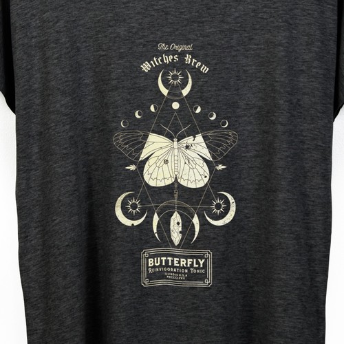 Women's 'Witches Brew' Butterfly Print Organic-Blend Scoop Neck T-Shirt - Picture 2 of 7