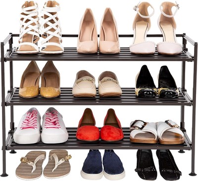 Classic and sturdy independent storage rack, stackable metal shoe rack