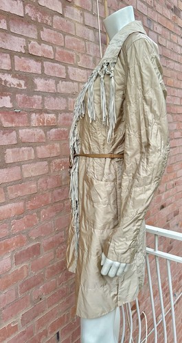 ERMANNO SCERVINO Giacca Trench Cappotto Sabbia Beige Scamosciato Frange Nylon... - Foto 17 di 24