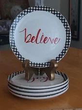 Pier 1 Winter Wonder Lane Holiday Cottage 6.5" Dessert Plate Set of 5 EUC 