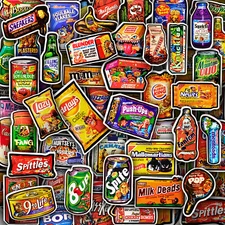 50 pcs Waterproof  Funny Wacky Food Vinyl Stickers for Water Bottles, Laptops