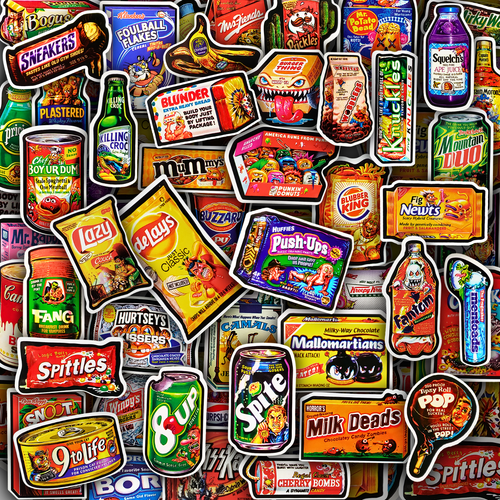 50 pcs Waterproof Funny Wacky Food Vinyl Stickers for Water Bottles ...