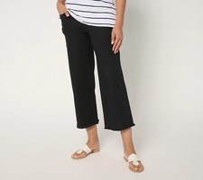 Belle by Kim Gravel Petite TripleLuxe Twill Wide Leg Crop - Black Sz 0P a680148