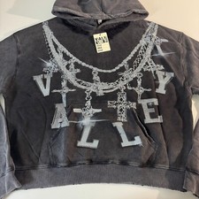 Vale Lives Chain Bling Hoodie Mens Size XL Black 97 FM Valley Forever Sweatshirt