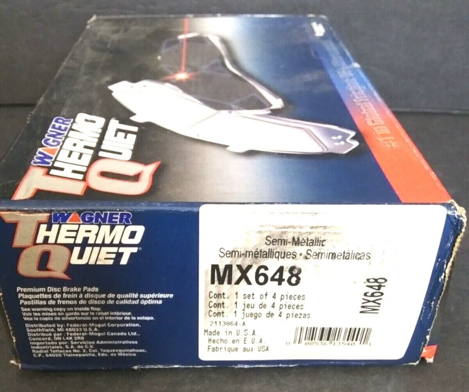 Pastillas de freno delanteras Wagner TQ MX648 semi metálicas para 99 02 Mercury Cougar y más Foto 3 de 4