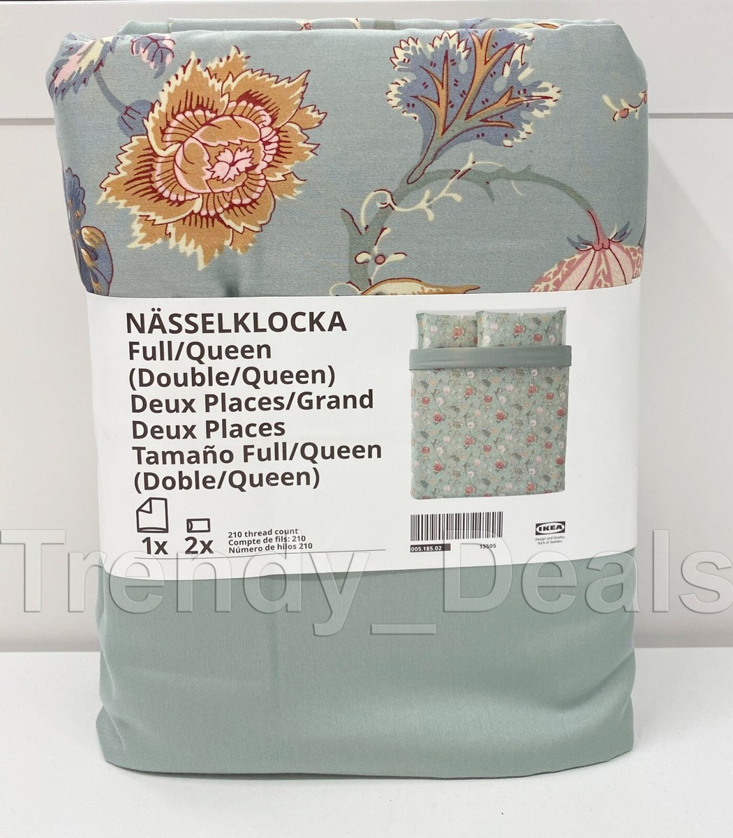 ナ！ Ikea NASSELKLOCKA Full/Queen Duvet Cover w/2 Pillowcases Bed