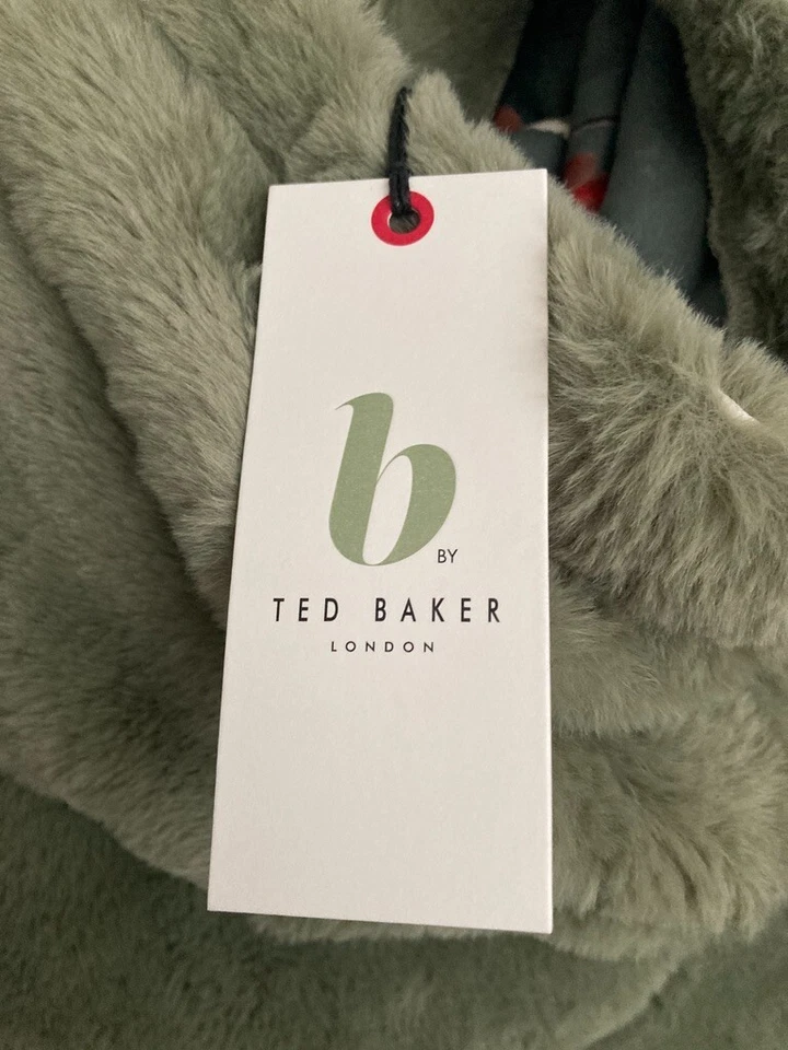 Nuevo con etiquetas Ted Baker Damas Verde Felpa Imitación Piel Sudadera con Capucha Talla S/M Foto 4 de 4