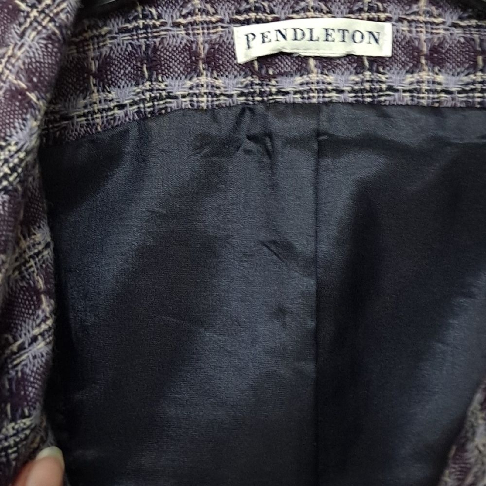 Pendleton Purple Plaid Button Front Academia 100%… - image 9