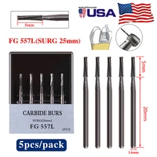 1-10 x Dental Surgical Long Burs 557L 25mm Shank Tungsten High Speed Carbide