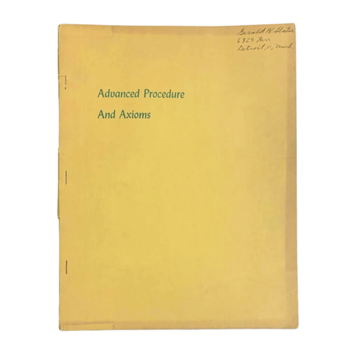 Scientology, L Ron Hubbard / Advanced Procedure and Axioms 1st Edition 1951