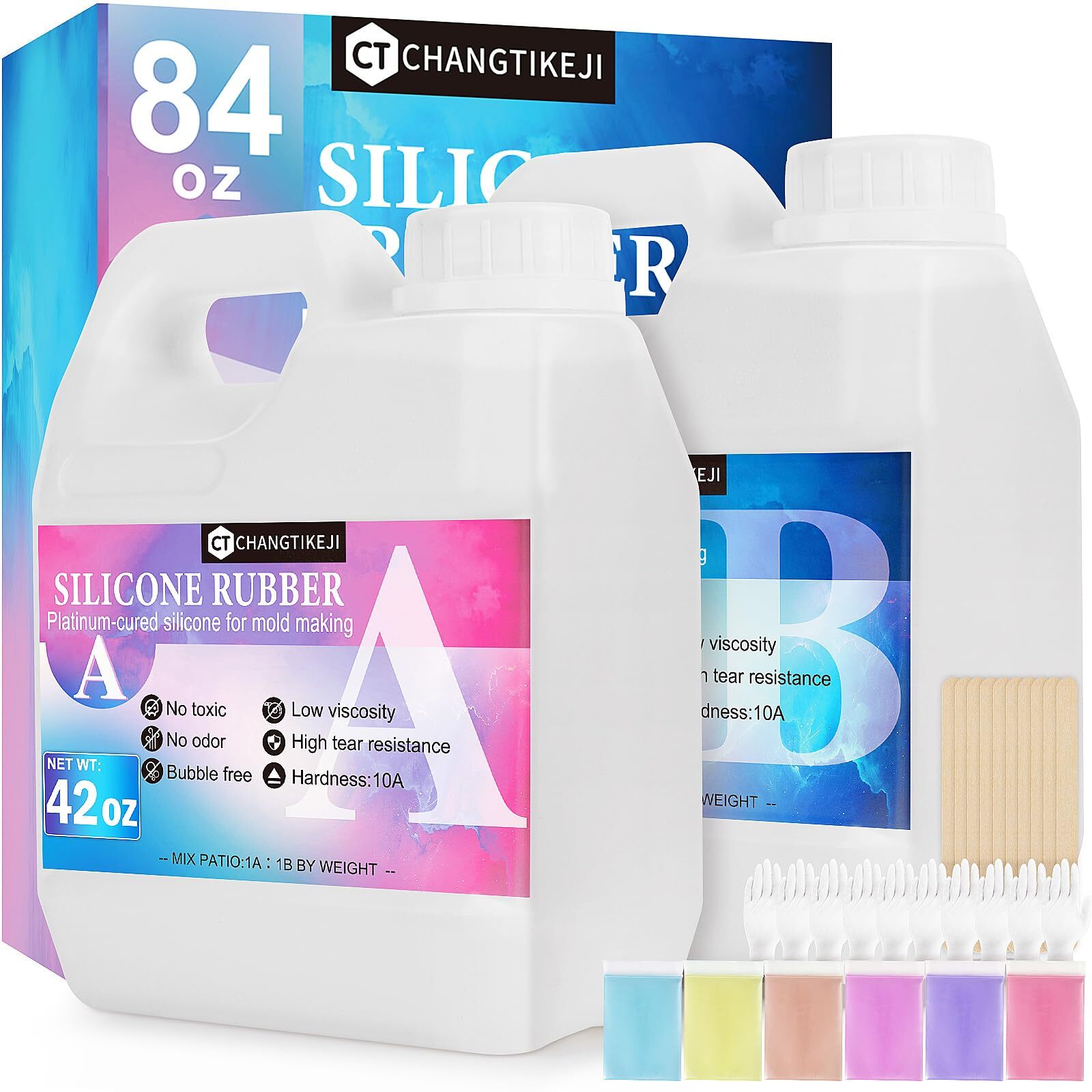 Silicone Mold Making Kit, 84oz 10A Elastic Liquid Silica Gel for Casting Resin