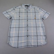 Carhartt Shirt Mens Medium Blue Rugged Flex Relaxed Fit Lightweight Button Up