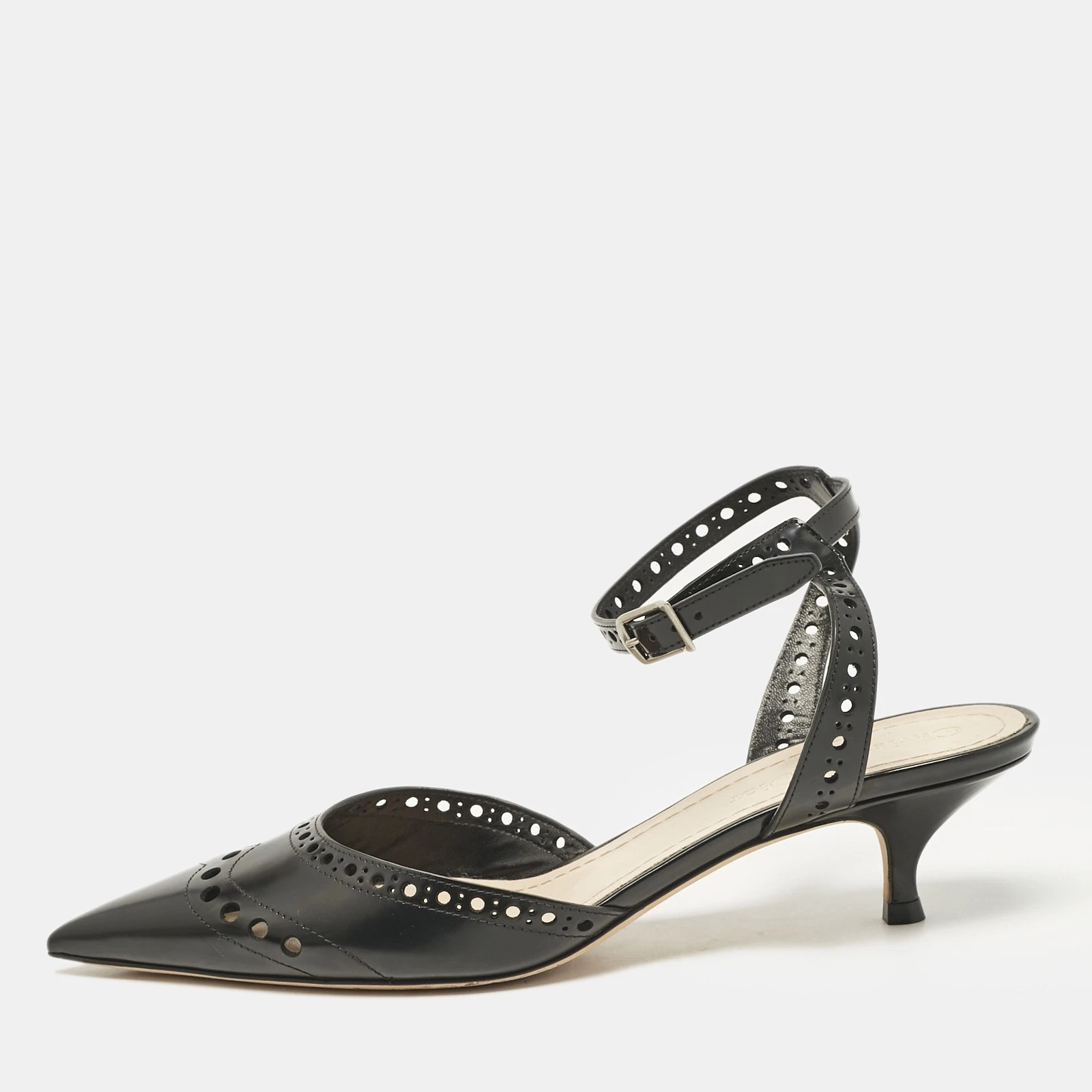 Escarpins Dior à bout pointu en cuir noir taille 37