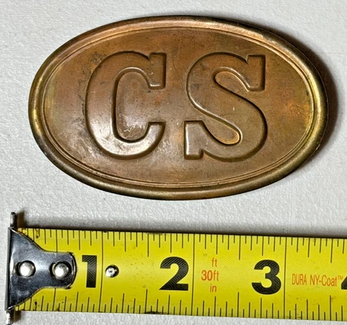 VINTAGE Replica Brass CS Civil War Belt Buckle Confederate States Belt Buckle