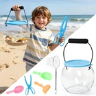 Kids Beach Exploration Kit, Catch & Release Aquarium Toy Set with Net, Crab Tong