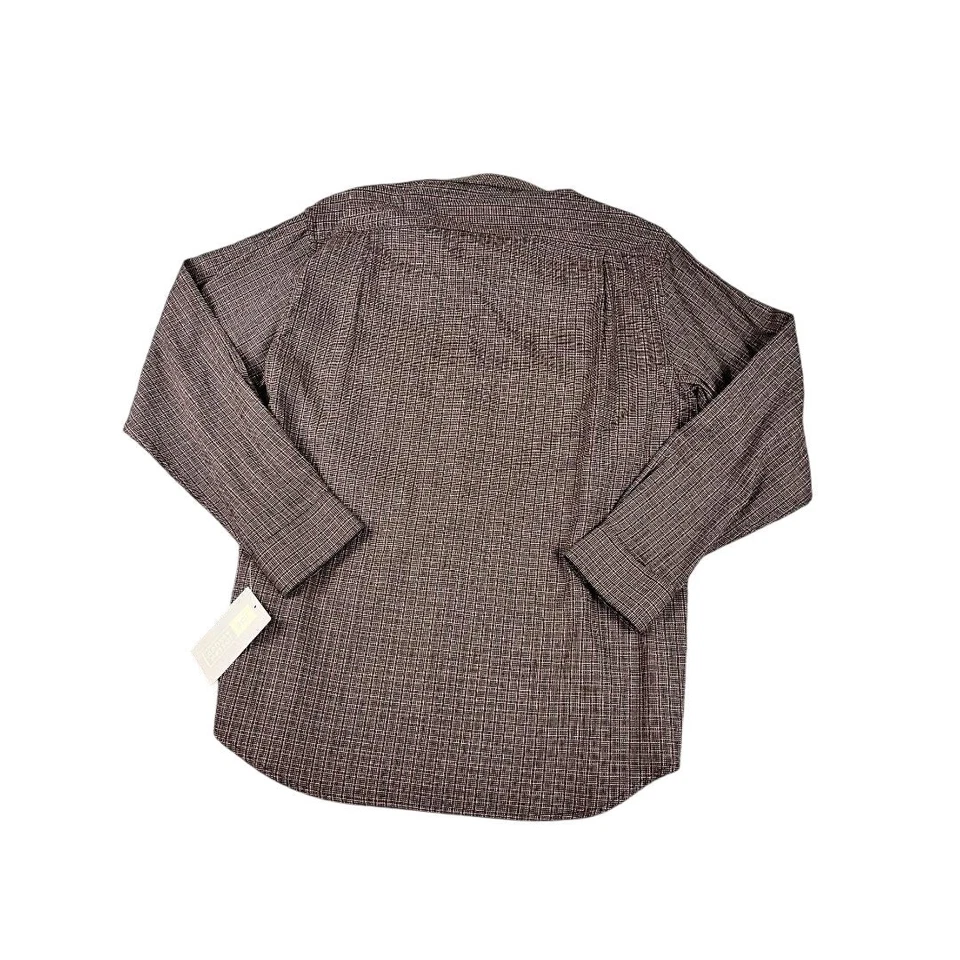 Camisa de vestir Joseph Abboud marrón estampado geométrico manga larga grande nueva con etiquetas * Foto 2 de 4