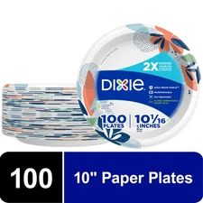 New Dixie Everyday Disposable Paper Plates, 10",Multicolor, 100 Count
