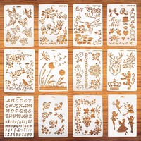 12 StüCk Wiederverwendbare Kunststoff-Schablonen Zum Zeichnen Und Malen