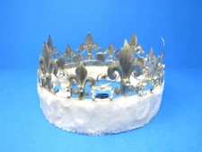 Silver Metal Crown With Faux White Fur - Prom, Homecoming, Wedding, Quinceañera,
