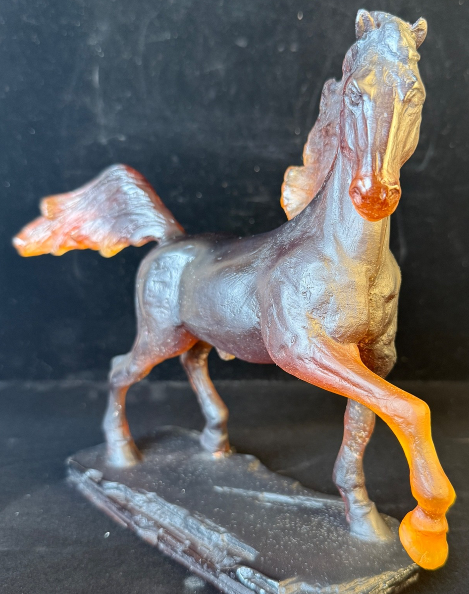Daum France Cheval Etalon Horse Sculpture Pate de Verre Art Glass