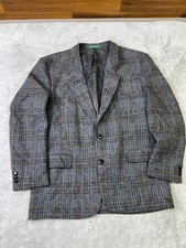 Vintage Late 1990s Harris Tweed Canda Blazer EU52 UK42R Grey Wool Herringbone
