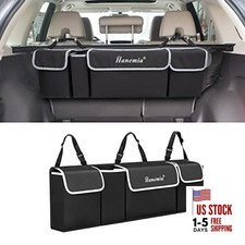 Car Trunk Organizer and Storage, Backseat Hanging Organizer for SUV, Black