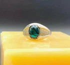 Sterling Silver Men's Ring w/ Paua Abalone Cabochon Sz 9 WM Vintage 1940-60s