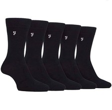 Image of Farah Men's Socks Plain Bamboo 5 Pack Black