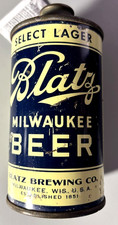 BEER CAN CONE TOP BLATZ LAGER LOW PROFILE IRTP MILWAUKEE WISCONSIN 1936