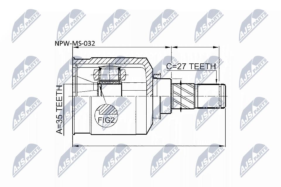 NTY Driveshaft Joint Kit NPW-MS-032 for Citroën Mitsubishi Peugeot